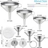 Toncoo 6 Pack Stainless Steel Funnels for Kitchen Use, Food