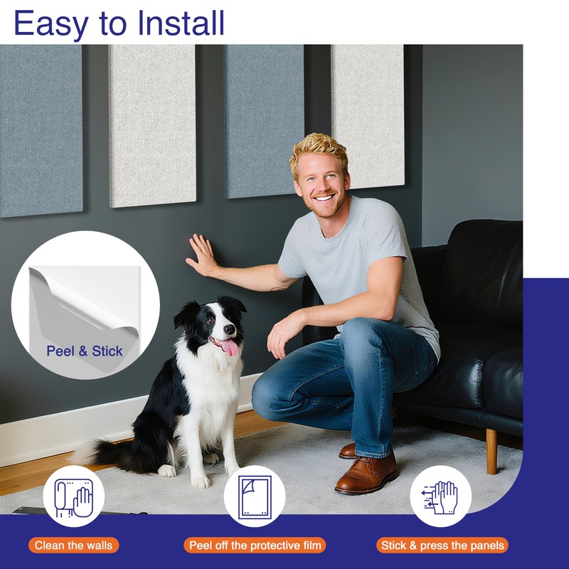 Reverbeon 4PCS Acoustic Panels, 24"x12" Fabric Acoustic Panels for Walls,