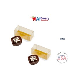 Clear Candy Box with Gold Bottom Insert for 2 Candies truffles Box - 2 Pack