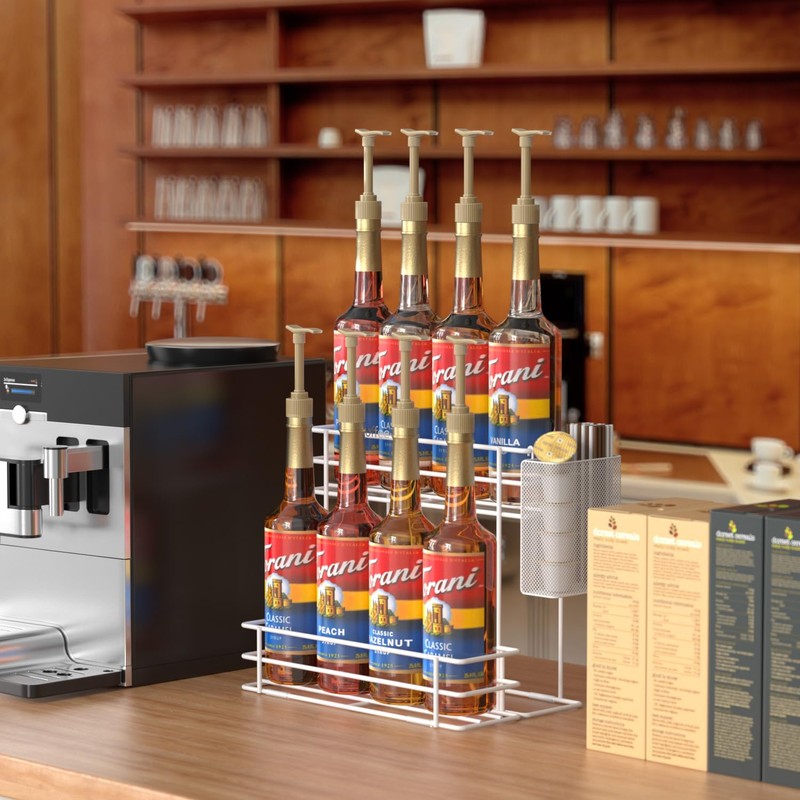 OVICAR Coffee Syrup Organizer Rack - 8 Syrup Bottle Holder