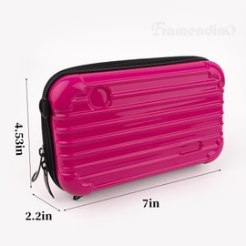 Framendino, Rose Red Cosmetics Case Carrying Hard Bag for Toiletry Mini Cross Body Bag with Detachable Grip Rope and Shoulder Strap for Women