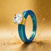 Zollen Silicone Ring with Stone - Round Cut Cubic Zirconia