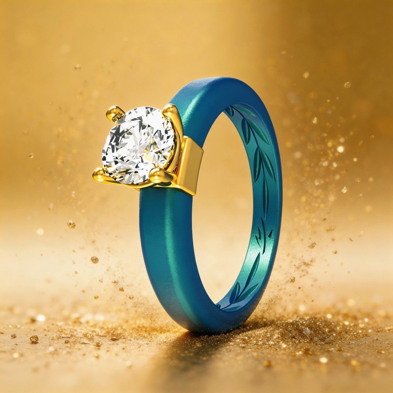 Zollen Silicone Ring with Stone - Round Cut Cubic Zirconia
