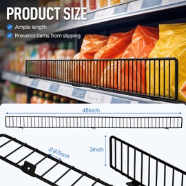 Retail Gondola Shelf Front Wire Fence Guardrail 48" X 3", Metal Merchandise Display Shelf Fence for Gondola Shelving, Pegboard, Front Shelf Organizer Barrier for Supermarkets, Convenience Stores 20PCS
