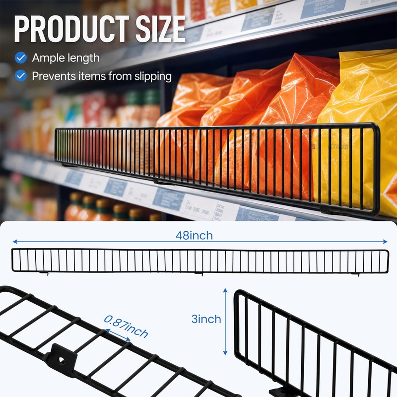 Retail Gondola Shelf Front Wire Fence Guardrail 48" X 3",