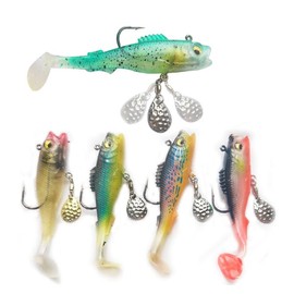 Pre-Rigged Jig Head Soft Fishing Lures, Paddle Tail Swimbaits for Bass Fishing, Shad or Tadpole Lure with Spinner, Premium Fishing Bait for Saltwater Freshwater, Trout Crappie Fishing
