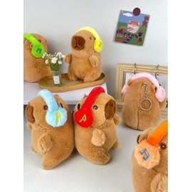 Cute Cartoon Capybara Design Plush Keychain, Soft Plush Keychain, Bag Charm, Car Keychain, Birthday Gift for Friends - Color: Fawn Brown, Size: Green
