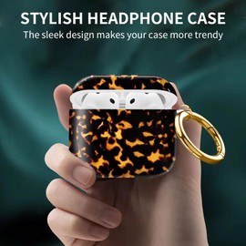 Compatible with AirPods 4th Generation Case 2024, Shockproof Cover with Golden Buckle for Women & Girls, Protective Anti-Drop Design(Cute Luxury Leopard)