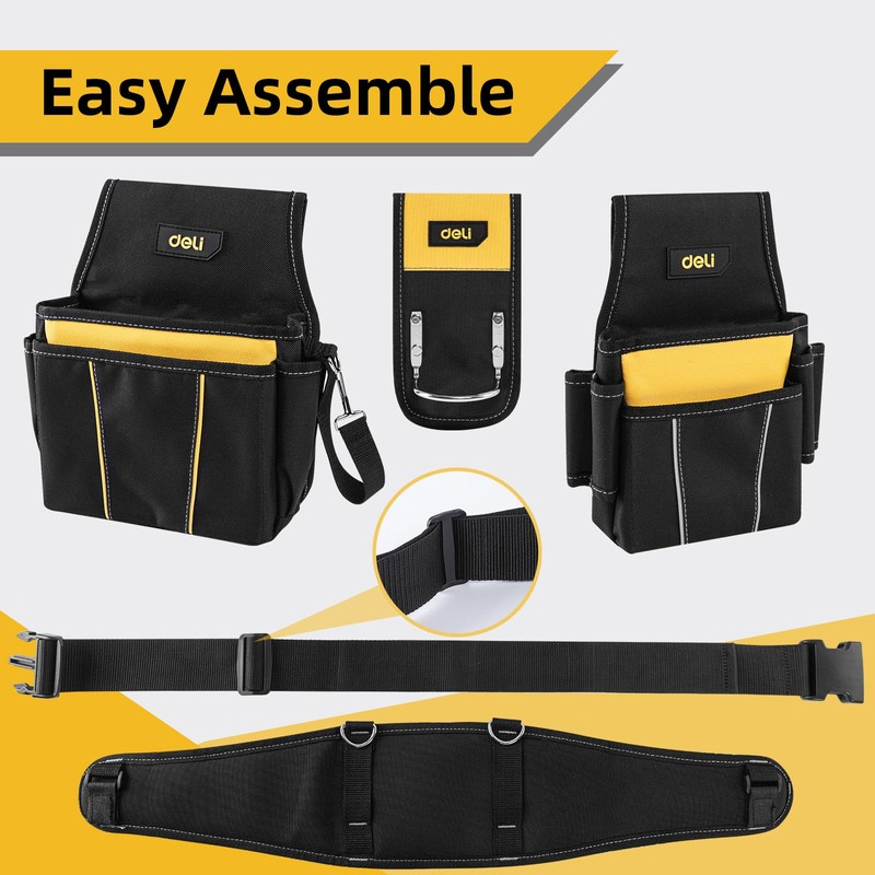 DELI 22 Pocket Black and Yellow Heavy Duty Tool Belt