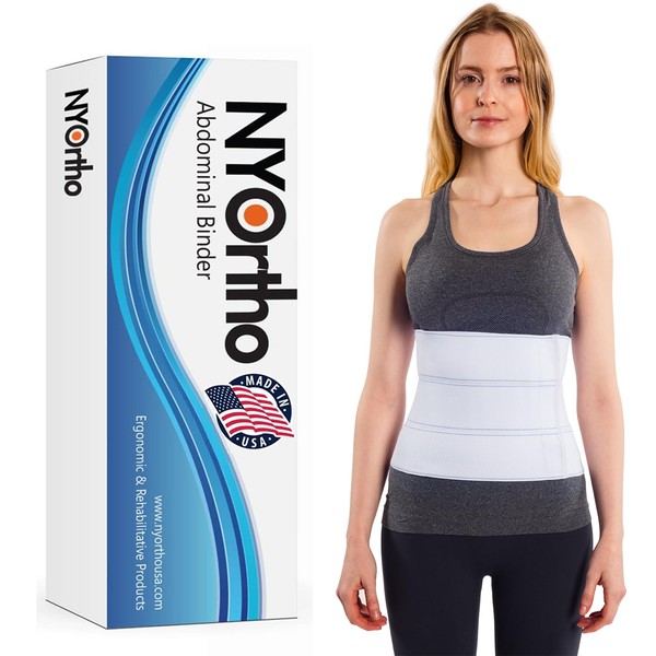 NYOrtho Abdominal Binder Lower Waist Support Belt - Compression Wrap for Men and Women MADE IN USA (45" - 60") 4 Panel - 12"