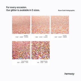 Hemway Eco Friendly Biodegradable Glitter 100g / 100ml Bio Cosmetic Safe Sparkle Vegan For Face, Eyeshadow, Body, Hair, Nail And Festival Makeup, Craft - 1/24'' 0.04'' 1mm - Rose gold holographic