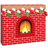 Fullhawl 47 Pcs 3D Christmas Cardboard Fireplace 39 X35 Inch