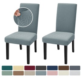 ZNSAYOTX Stretchable Dining Room Chair Covers Pack of 2, Newest Striped Furniture Protector Slipcover, Removable and Washable for Kitchen Banquet Wedding Party (2 Pack, Light Gray)