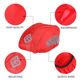 TOPIND - Funda para casco de bicicleta de alta visibilidad, impermeable, para ciclismo, con tira reflectante, a prueba de polvo, transpirable, para bicicleta de montaña, carretera y nieve, color rojo, mediano
