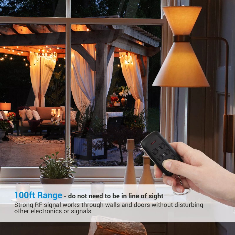 DEWENWILS Outdoor Remote Control Outlet Wireless Electrical Plug in Light