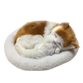 Realistic Sleeping Cat Toy Breathing Cat Stuffed Animal Doll with Mat Plush Toys for Children Home Ornament