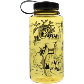Nalgene Sustain Tritan BPA-Free Water Bottle Made with Material Derived from 50% Plastic Waste, 32 OZ, Wide Mouth, Geographical Bottle Design, Utah Butter