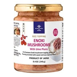 [KUZE FUKU & SONS] Enoki Mushrooms With Ume Plums, Multipurpose Rice Topping, Garnish, & Flavoring, Product of Japan (8.4 Oz /240 g)