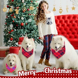 Bandanas de Navidad para perro, 5 unidades, regalo de cumpleaños, bandana para cachorros, colores vibrantes, impresión a cuadros, bufanda ajustable para perro, accesorios para perros grandes y extragrandes