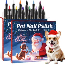 2 Set of Cherocito 12 Colors Dog Nail Polish Pens Quick Dry,Christmas Special Packaging,Safe Dog Nail Polish Set to DIY Pretty Nails, Ideal Gifts for Dogs Cats Light Dark Nails,Non-Toxic,Water-Based