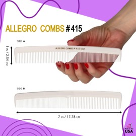 Allegro Combs #415 Combs for Women, 7 Inches Combs for Men, Parting Comb, Hair Comb, Comb for Men 6 Count (White)