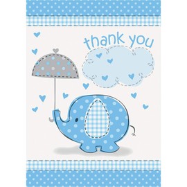 Unique Baby Elephant Thank You Cards, 5.5" x 4", Blue