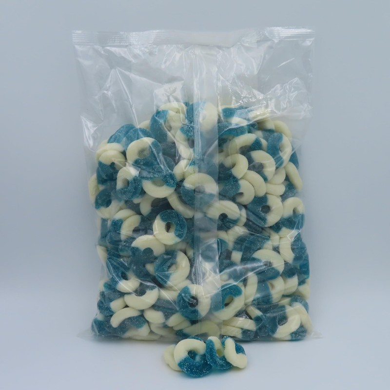 Gummy Blue Raspberry Rings, 4.5 Pound Package, 270 Pieces, Bulk