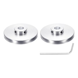 sourcing map 2Pcs Single Groove Pulley, 14mm Fixed Bore 80mm Outer Diameter Aluminum Alloy Mechanical Belt Pulley with Hex Wrench for 6mm PU Round Belt
