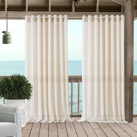 Elrene Home Fashions Carmen Extra Wide Indoor/Outdoor Sheer Grommet Window Curtain Panel, 114 in x 95 in (1, Ivory