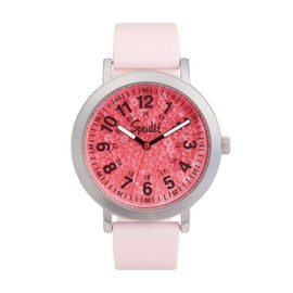 Speidel Original Scrub Watch™ for Nurses, Medical Professionals, Mens and Womens Watch with Second Hand Nursing, Nurse Watches for Women, Waterproof 12 & 24 hr Time, Crystalized Dial - Light Pink