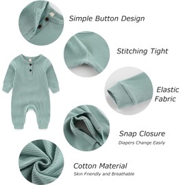 MAMIMAKA Newborn Baby Romper Footless Baby Grow Cotton Baby Clothes for 0-3 Months