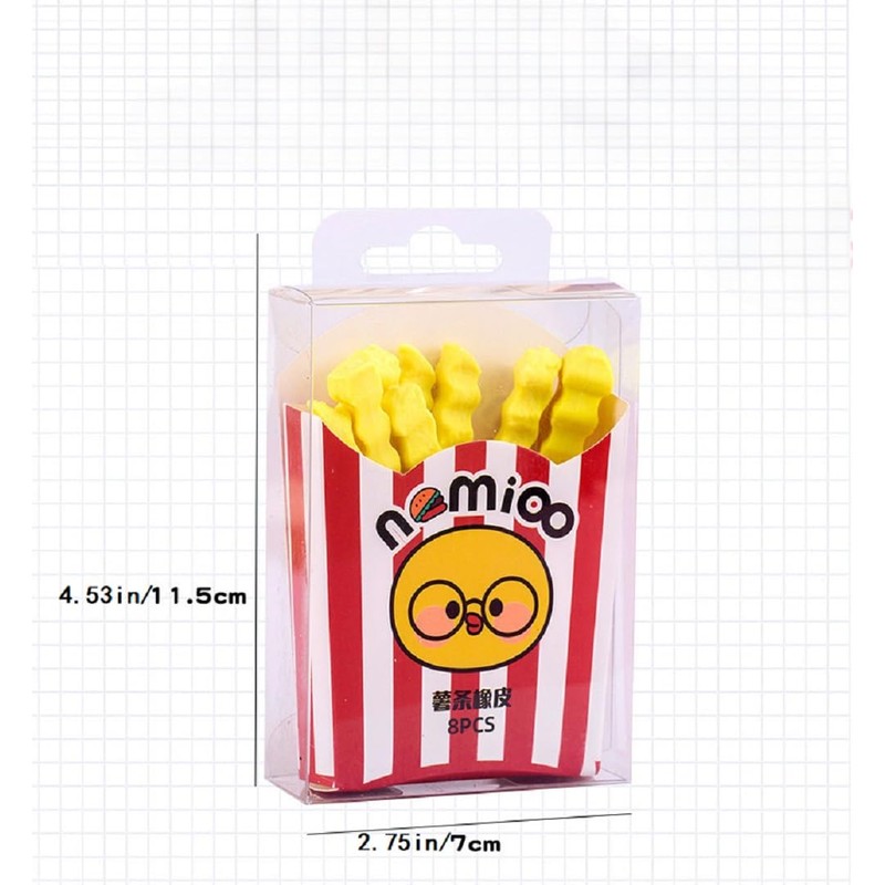2Box French Fries Chips Eraser Pencil Erasers Cute Fun Novelty