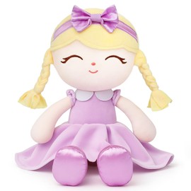 Jumbrace Soft Baby Doll Toys (16'') Baby Rag Doll for Girls Birthday Gift Christmas Plush Toys Gift for Toddler Kids (Purple)