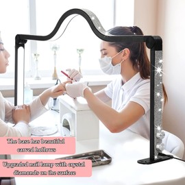 XCCFFSH Upgraded Half Moon Light for Nail Desk,35In Foldable Nail Tech Lamp,3000-6000K Brightness Adjustable LED Nail Light for Desk,Lash Light Lamp for Beauty/Eyelashes/Tattoos/Crafts,White