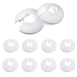 NITAIUN 10 Pcs Radiator Pipe Cover Strong White Plastic Pipe Collars Sleeve Pipe Decoration Hole Collar Clips Rings for 16 mm Diameter Water Radiator Heating Pipe Tidy Pipework (White)