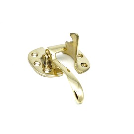 Antique Ice Box Latch, Solid Brass Left Hand 3/8" Offset Ice Box Latch in Non Lacquered Brass, Reproduction of Antique Ice Box Hardware, Beautiful Cabinet Latch Boat Cabinet Latch