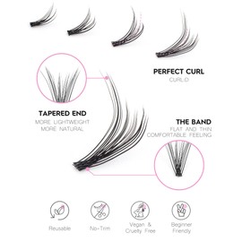 Jiocolor Fluffy Eyelash Clusters Natural Individual Eyelashes Manga Volume Clusters Eyelash Extension C Curl Eyelash Clusters (8 mm - 14 mm)