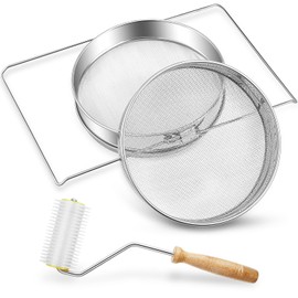 Yaocom Honey Strainer Stainless Steel with Honey Extractor Uncapping Needle Roller Double Sieve Bee Keeping Equipment Filter Double Mesh Honey Filter for Honey Harvesting Equipment