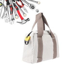 Wide Mouth Tool Bag, Waterproof High Bearing Capacity Hardware Storage Canvas Case Handbag for Electricians, Plumbers, Mechanics, Woodworking, Gray (12 Inch)