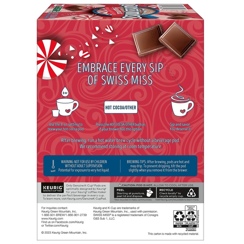Swiss Miss Chocolate Peppermint Hot Cocoa Mix, Keurig K-Cup Pod,