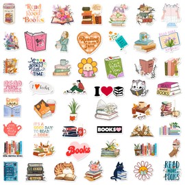 100Pcs Book Stickers for Water Bottles Laptops Scrapbook Luggage Phone Car Journal Skateboard DIY Helmet Guitar Computer Notebook,Waterproof Aesthetic Decals for Kids Teens Adults