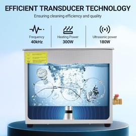 6.5L/1.72Gal Industrial Ultrasonic Cleaner 180W 40kHz - Commercial Heated Cleaning Machine with Digital Timer, for Watches, Eyeglasses, Jewelry, Dental Tools & Electronics