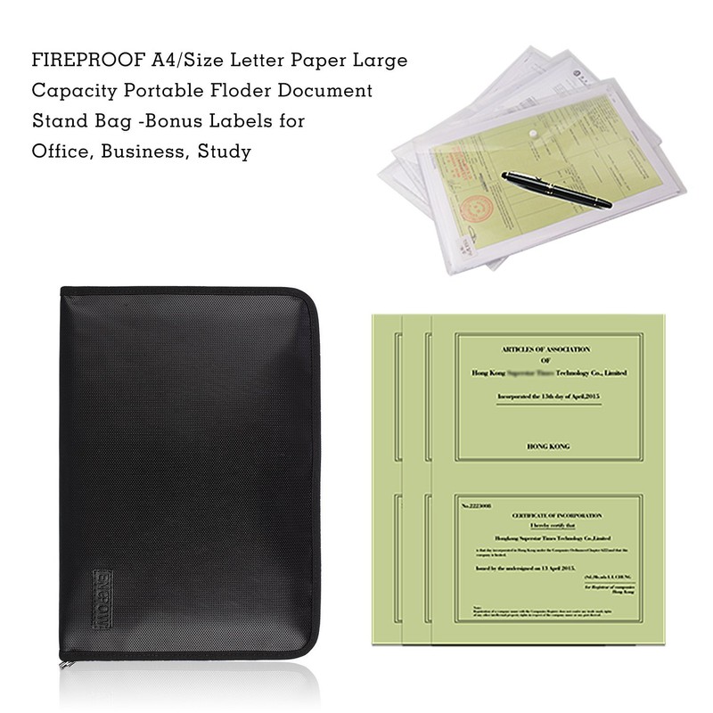 Fireproof File Organiser Expanding File Folder A4 Size 3 Pockets