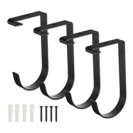 sourcing map 6pcs Garage Flat Hooks 3.3" x 6.1" Metal Add-On Storage Hook Ceiling Wall Shelving Hook Overhead Thickened Flat Hooks for Hanging Bicycle Cords Tools, Black