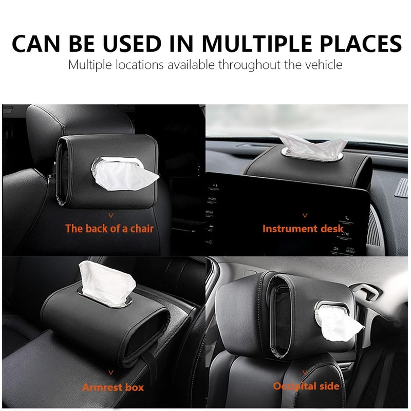 FDEETY PU Leather Car Tissue Box Tissue Holder Napkin Clip