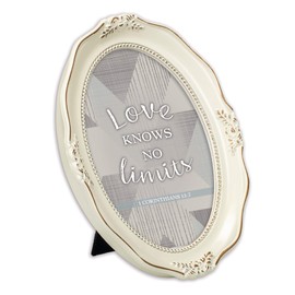 Cottage Garden Love Knows No Limits Ivory 5 x 7 Oval Wall And Tabletop Photo Frame