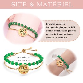 LParkin Double Bead Bracelet Stainless Steel Adjustable Gift for Grandma Birthday Mother's Day Ornaments for Grandma Gold, Stainless Steel