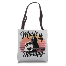 Music is My Therapy Clef For Music Fans And Musicians Tote Bag