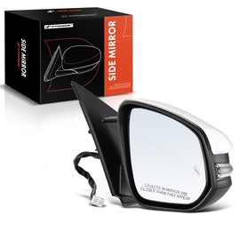 A-Premium Passenger Side Power Door Mirror - Compatible with Toyota RAV4 2013 2014 - Heated Manual Folding White Outside Rear View Mirror w/Turn Signal and Blind Spot Detection