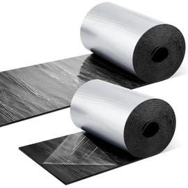 Frienda 2 Rolls 12 x 180 x 1/8 Inch Duct Tape Self Adhesive HVAC Wrap Insulation Thick Aluminum Sliver Pipe Tape Wrap Blanket Foil Heat Radiant Barrier Strong Adhesive for Wall Sound Deadening Pipe
